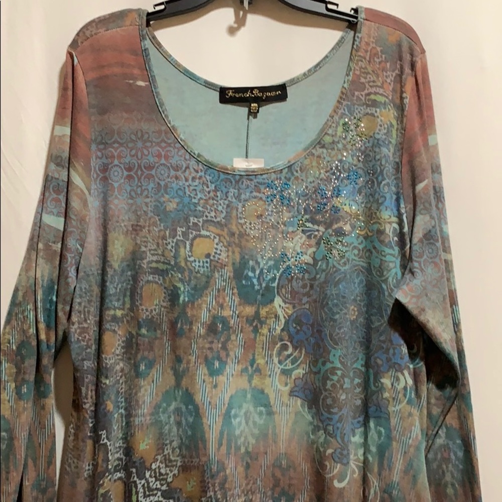 FRENCH BAZAAR XXXL TOP/TUNIC SHARK BITE TEALS